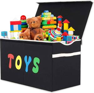 lot 321128 image: Toy Box Chest, Collapsible Sturdy Storage Bins with Lids, Extra Large Kids Toy Storage Organizer Boxes Bins Baskets for Kids, Boys, Girls, Nursery Room, Playroom, Closet (BLACK)