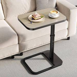 lot 321129 image: Adjustable Height TV Tray Table with Bumper Rounded Corner Design & Flip-top Side Table for Bedroom, Living Room, Bathroom and Study, End Table for Eating, Dinner or Laptop, Gray
