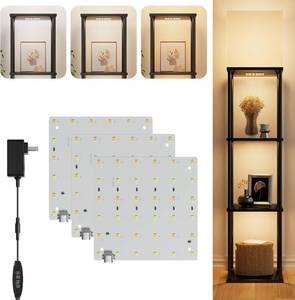 lot 321134 image: 3-Pack Under Shelf Lighting for 3 Tier Floor Shelves, Ultra-Bright Square10 Dimmable Slim Stick on Lights,3-Color Timer 3912H,Decor Lights for Living Room, Bedroom,Kitchen Storage Display Rack
