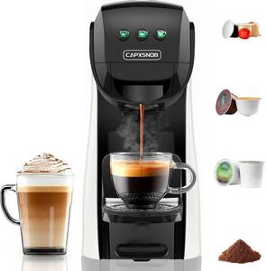 lot 321139 image: Retails for $130 Warriors1 Coffee Maker for Keurig K Cup pod, Espresso Machine for Nespresso Original, Dolce Gusto Pods, Ground Coffee, Coffee Machine for kitchens, apartments, dorms, RVs & camping, 28 oz Reservoir