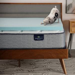 lot 321141 image: Serta ThermaGel Cooling, Pressure-Relieving Memory Foam Mattress Topper, 2 Inch, Queen,Blue