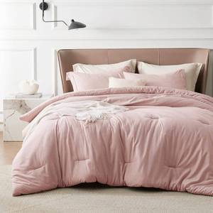 lot 321145 image: Bedsure Queen Comforter Set - Pink Soft Bedding for All Seasons, Cationic Dyed Bed Set, 3 Pieces, 1 Queen Size Comforter (90x90) and 2 Pillow Shams (20x262)