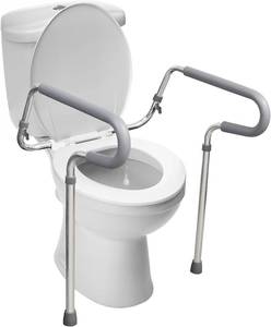 lot 321149 image: HealthSmart Adjustable Toilet Safety Rails for Seniors, Medical Grade - HandicapToilet Safety Frames for Disabled, Non-Slip Padded, 300lb Capacity Commode Chair with Arms, Toilet Helper for Elderly