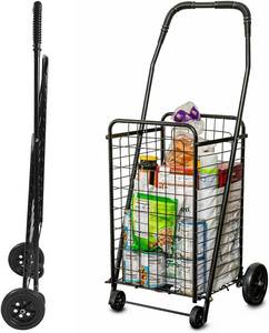 lot 321153 image: DMI Utility Cart with Wheels to be used for Shopping, Grocery, Laundry and Stair Climber Cart, Weighs 7.5 Pounds but holds up to 90 Pounds, Compact and Foldable, Black