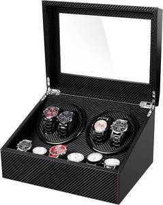 lot 321155 image: Watch Winder for Automatic Watches,Ultra Quiet Motor,4 Automatic Watches and 6 Extra Watch Storage Spaces, PU Leather Crocodile Styling