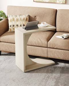 lot 321160 image: Tribesigns C-Shaped End Table for Couch, Sofa Side Table, C Table for Small Space, Living Room, Bedroom (1, Beige)