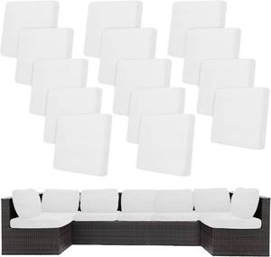 lot 321163 image: 14Pcs Stretch Patio Cushion Covers,Outdoor Couch Covers Replacement,Outdoor Couch & Sofa Slipcovers,for Patio Furniture Cushion Covers,Washable Reusable Furniture Protector (Jade White,Cover Only)