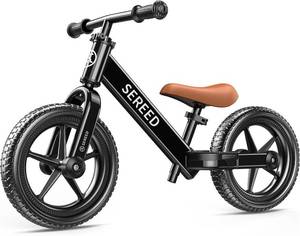 lot 421238 image: SEREED Toddler Balance Bike 2 Year Old, No Pedal Kids Bicycle Toys for 2-5 Years Old, Tool-Free Adjustment, Customize Plate with Stickers, Gift for 2-3 Boys Girls (Black)