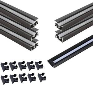 lot 421241 image: 6 Pack 3.3ft1M Under Cabinet Light, Invisible Recessed YW-Shape LED Aluminum Channel System with Milky Cover& End Caps, Suitable for 6mm LED Strip Light Installations