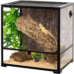 lot 421248 image: Retails for $200 REPTIZOO 45 Gallon Glass Reptile Terrarium 24 x 18 x 24 Knock-Down Reptile Tank with Double Hinge Door and Top Screen Ventilation Easy Assembly Terrarium