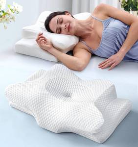 lot 371064 image: Emircey Clinical-Level Relief Cervical Neck Pillow for Sleeping, Orthopedic Contour Memory Foam Pillow for Side Sleepers, Cooling Reading Pillow for Neck Relief, Ergonomic for Back Stomach Sleepers