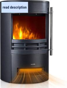 lot 121264 image: Retails for $200 Freestanding Electric Fireplace Stove, 1500W Heater with Realistic 3D LED Log Flame, Adjustable Thermostat, 2 Heat Settings, Overheat Protection, Black Cast Iron Design for Indoor Use