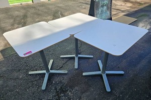 lot 17858 image: White Laminate Pedestal Tables - Set of 3