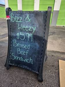 lot 17860 image: Double Sided A-Frame Chalkboard Sign