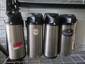 lot 17863 image: Commercial Stainless Steel Coffee Dispensers - Set of 4