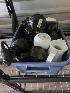 lot 17865 image: Commercial Kitchen Equipment Lot W Paper Roll Cutter, Glass Soup Bowls, and Plastic Coffee Pots