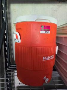 lot 17870 image: Igloo 10-Gallon Orange Water Cooler