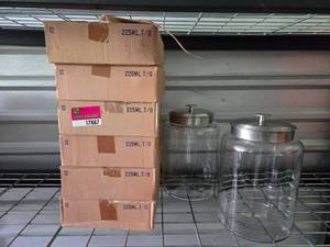 lot 17887 image: (6) Cases of Small Glass Storage Jars and (2) Large Glass Storage Jars