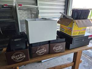 lot 17911 image: Assorted Lot W Check Out Counter Equipment, Epson Receipt Printers and More