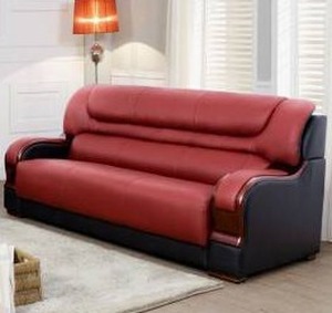lot 33308 image: Nerisse 77 Genuine Leather Living Room Sofa, Red- Retail $1199