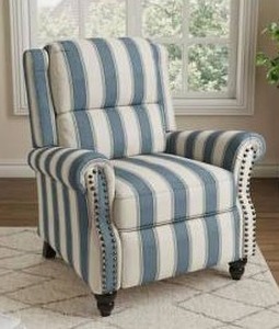 lot 33319 image: Blue Striped Recliner Chair