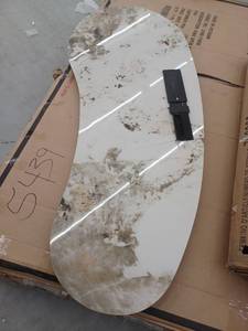 lot 33320 image: Italian Style Elliptical Centered Stone Office Desk
