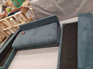 lot 33331 image: Incomplete Sectional Sofa in Blue Corduroy
