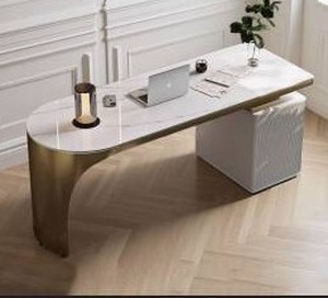 lot 34708 image: Incomplete Modern Marble Top Executive Desk