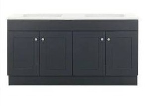 lot 34832 image: Project Source Dover 60-in Navy Blue Double Sink Bathroom Vanity with White Cultured Marble Top