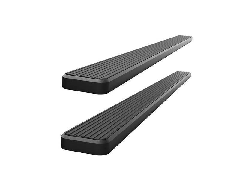 lot 42 image: APS 4 Black Running Boards Compatible with Chevy Silverado GMC Sierra Double Cab 99-13 - Retail $ 265