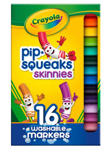 lot 41029 image: Crayola Pip Squeaks Skinnies Washable Marker Set (16ct), Mini Markers for Toddlers, Thin Coloring Markers for Kids, Toddler Arts & Craft Supplies