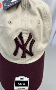 lot 41472 image: New York Yankees Baseball Cap - KhakiBurgundy