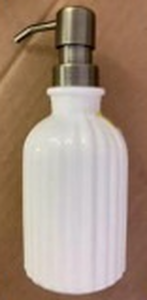 lot 41447 image: Fluted Milk Glass Soap Pump - Hearth & Hand Collection