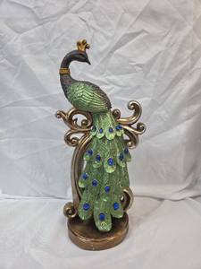 lot 796 image: Decorative Peacock Figurine with Scroll Design