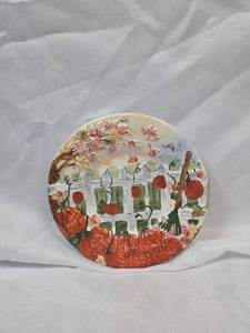 lot 805 image: Hand Painted Cherry Blossom and Pumpkin Decorative Plate