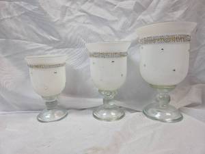 lot 832 image: Frosted Glass Rhinestone Candleholder Set of 3