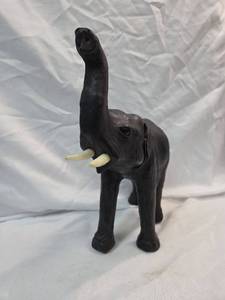 lot 842 image: Black Elephant Figurine with Raised Trunk