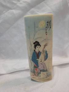 lot 849 image: Chinese Hand Painted Stone Paperweight with Musician Scene