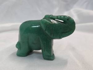 lot 859 image: Hand Carved Green Jade Elephant Figurine