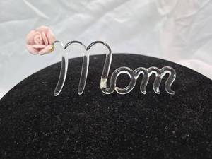 lot 862 image: Glass MOM with Pink Rose Decoration