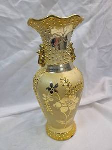 lot 864 image: Gold Colored Vase  with embellishments