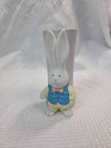 lot 906 image: Easter Bunny Vase in Blue Vest