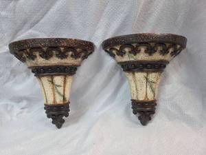 lot 920 image: Decorative Wall Shelves- Gothic Style Pair