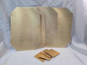 lot 929 image: 4 Gold Metallic Crocodile Pattern Placemat Set