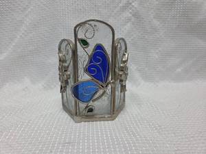 lot 939 image: Stained Glass Butterfly Tea Light Holder