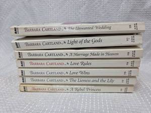 lot 975 image: Barbara Cartland Romance Novel Collection - Set of 7 Books