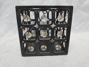 lot 986 image: Modernist Crystal Prism Cube Candle Holder