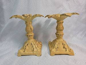 lot 1744 image: Cast Iron Palm Tree Candlestick