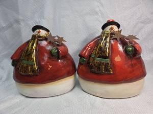 lot 1759 image: 2 Ceramicl Snowman Holiday Decoration with Stars