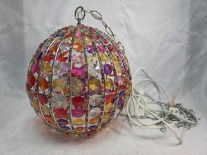lot 1767 image: Super Neat 13 Multi-Color Beaded Crystal Pendant Light